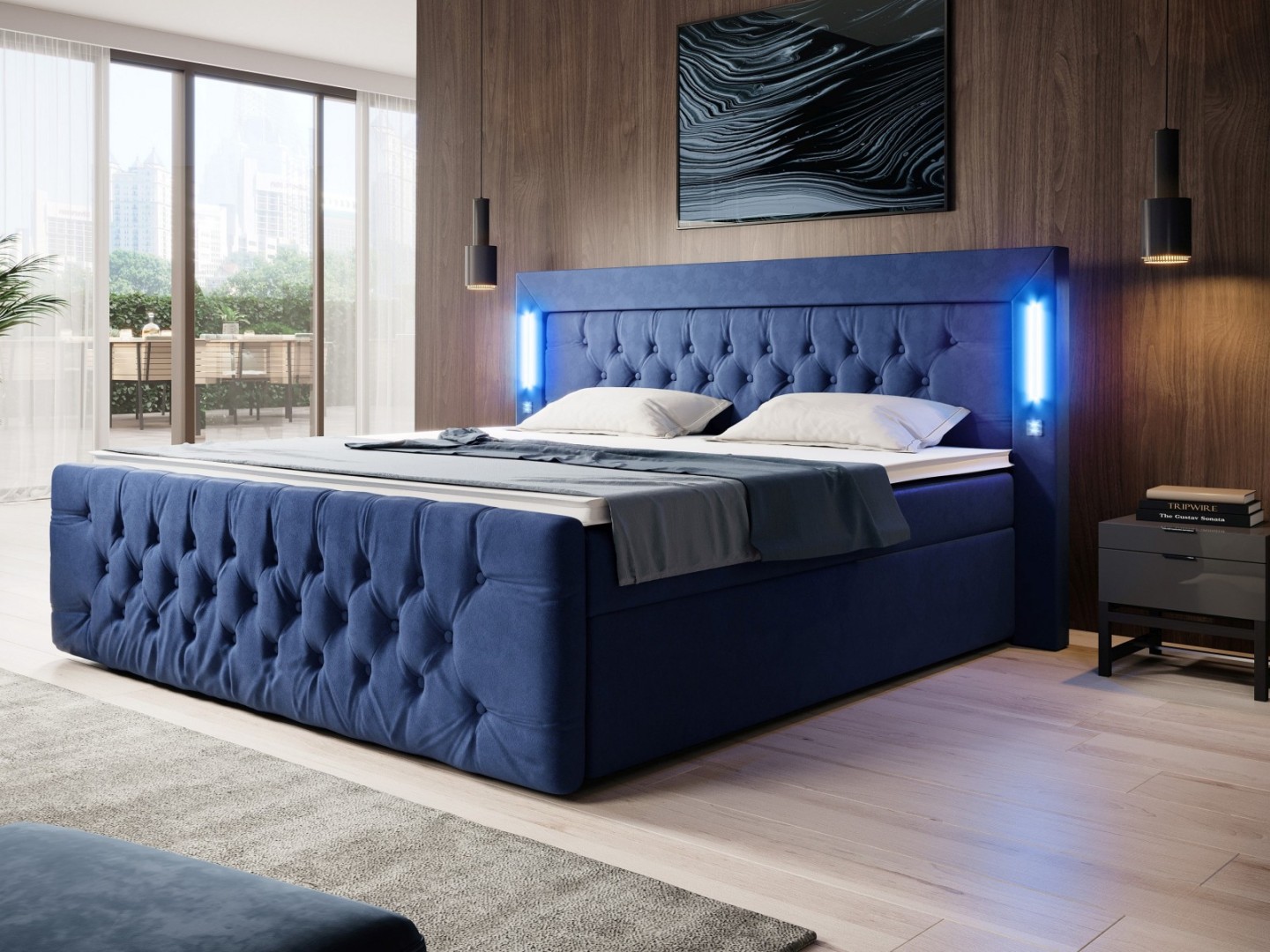 Boxspringbett Royal mit USB Anschluss, LED und Bettkasten